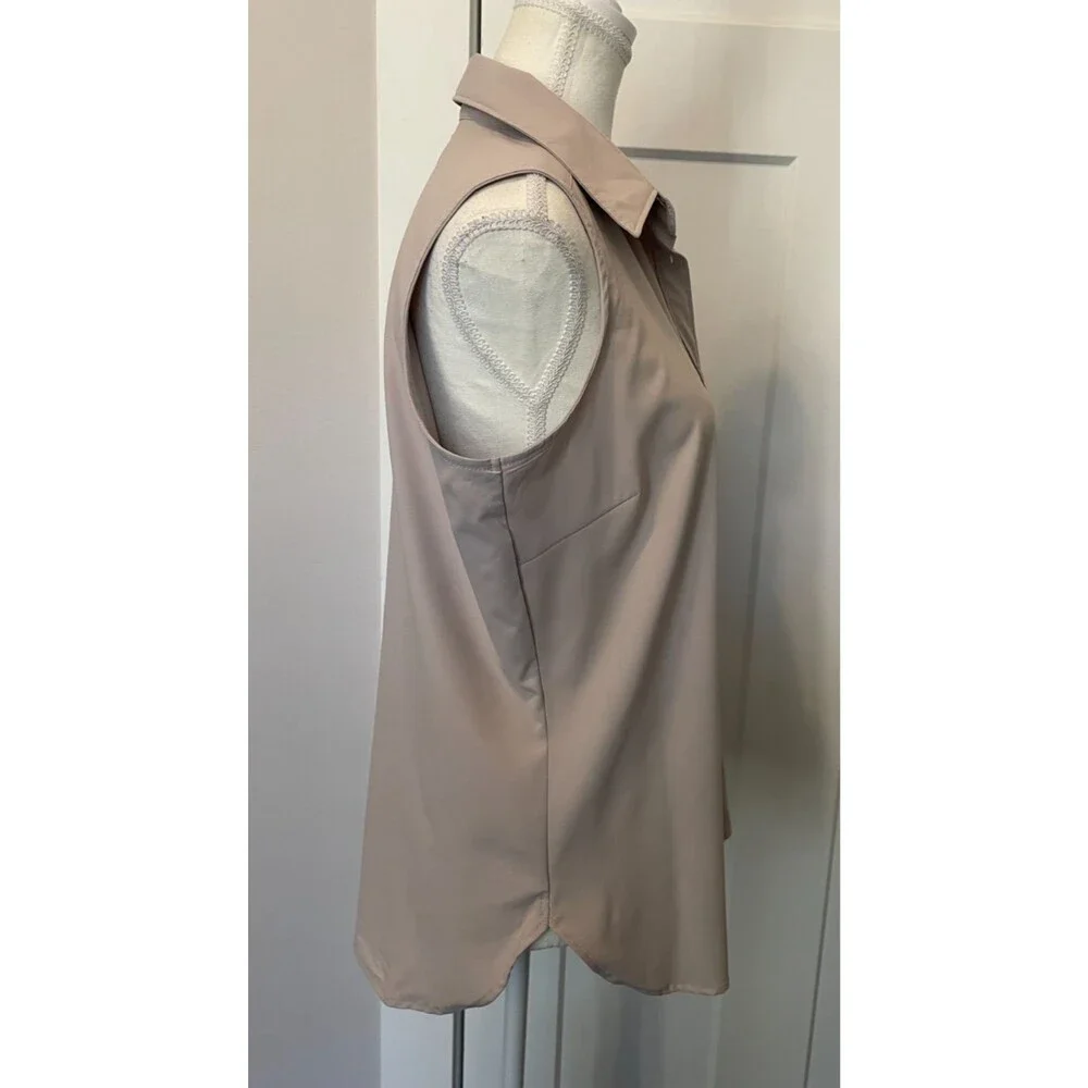COLUMBIA Womens Button TOP Sleeveless GRAY/Pink Size M